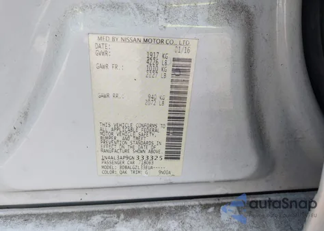 2016 Nissan Altima 2.5/S/Sv/Sl/Sr из США, поврежденный, VIN 1N4AL3AP9GN333325